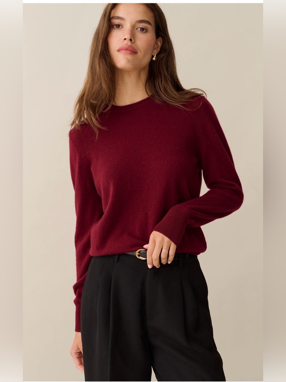 Cynthia Rowley Cashmere Wool Blend Crewneck Sweater - Burgundy / Magenta - Size